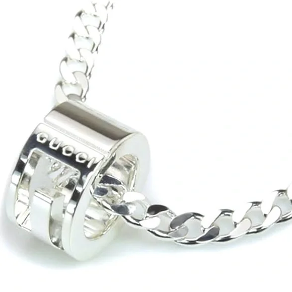 Gucci Sterling Silver G Cut Out Circle Pendant Necklace